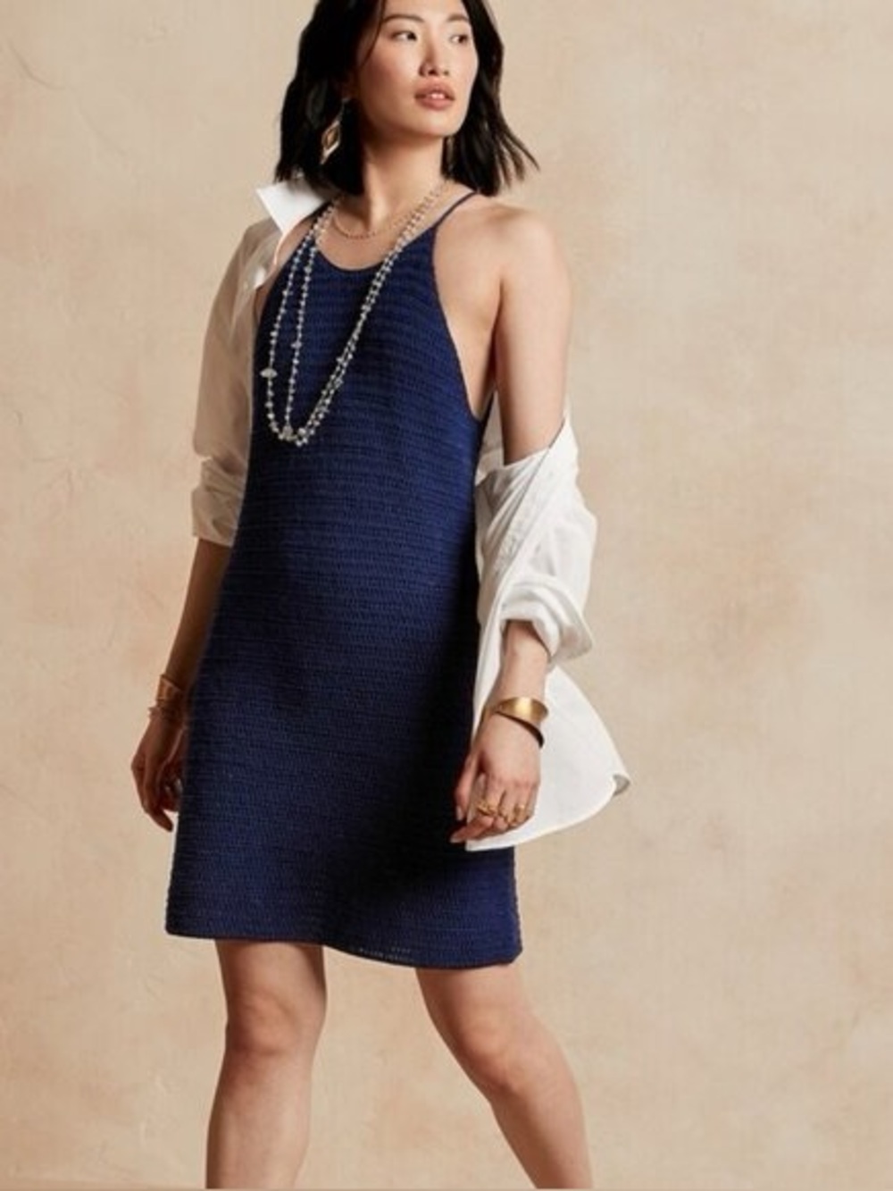 BANANA REPUBLIC | Navy Crochet Mini Dress